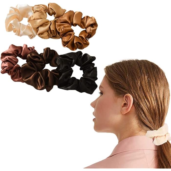 3 Pieces Women Hair Elastics Half Skin Half Fabric Strong Elastic Hold Hair Hold and Hold All Day - Image 2